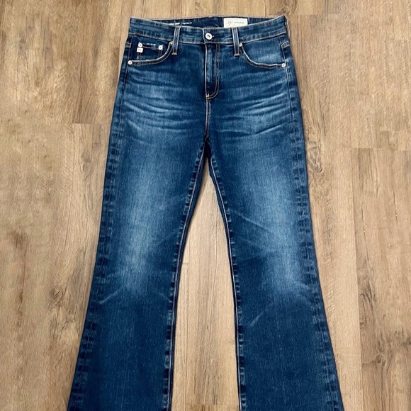 AG Adriano Goldschmied Farrah Boot Crop High Rise Jeans Dark Was Frayed Hem 28 - Picture 4 of 10